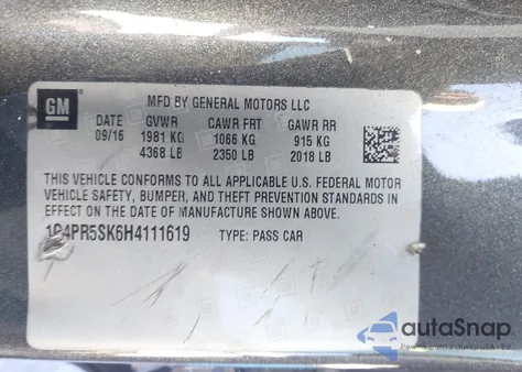 2017 Buick Verano Sport Touring из США, поврежденный, VIN 1G4PR5SK6H4111619